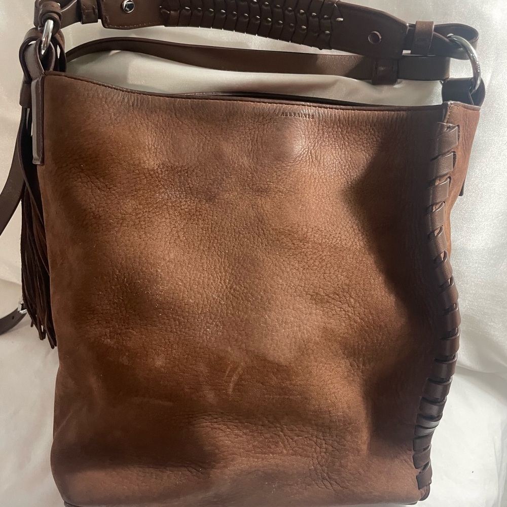 All Saints Brown Leather Shoulder Bag